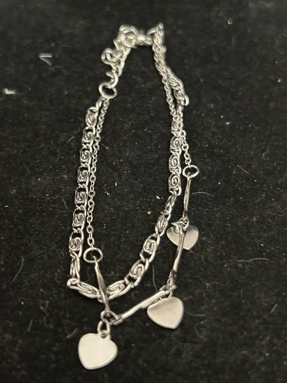 Silver color Multi-Chain Heart Charm Bracelet - Women Jewelry